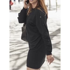 Athleta Snappy Sweatshirt Dress Snap Sleeve Black Size XS Athletic Casual Dress